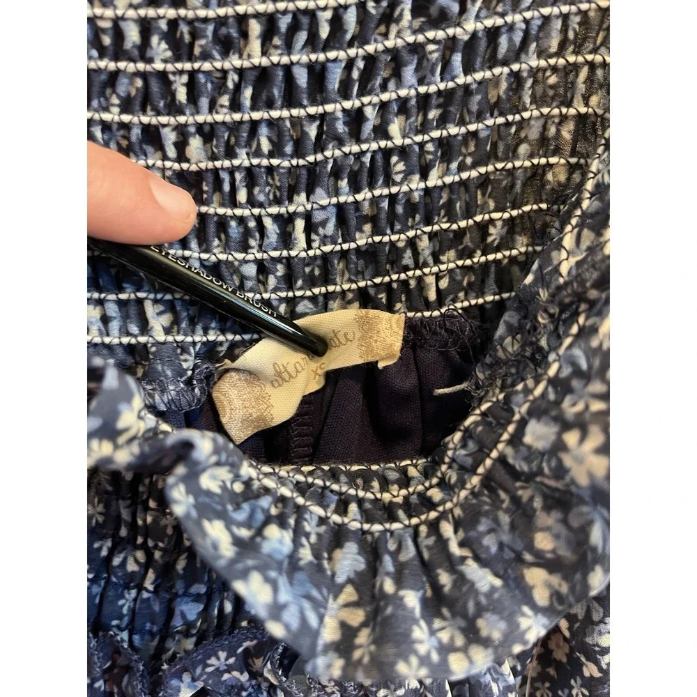 NWT Altar'd State Blue Floral Smocked Tiered Mini Skirt Size X-Small Boho Flawed